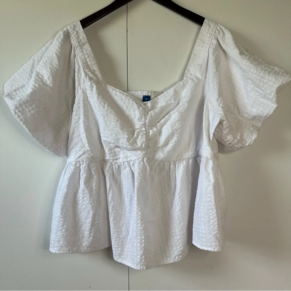 Old Navy White Puff Sleeve Blouse